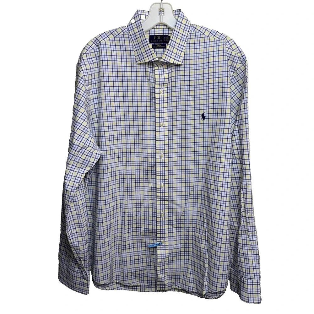 Polo Ralph‎ Lauren Men's Long Sleeve XL Slim Fit 100% Cotton Stretch Preppy